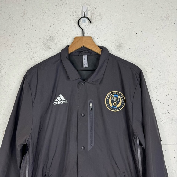 Adidas Philadelphia Union Soccer Button Up Windbreaker Jacket Medium - Picture 2 of 11